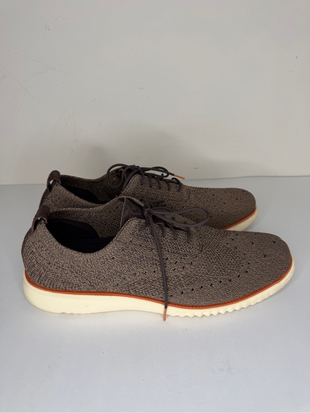 Cole Haan OriginalGrand Shoes Mens Size 14M Brown Knit Wingtip Oxford C35634
